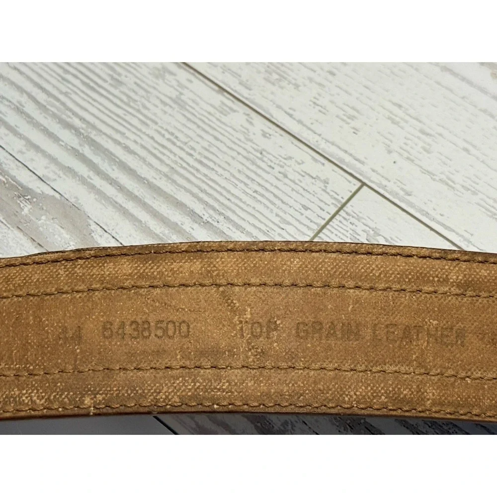 Vintage Brown and Ivory Perforated Leather Belt Men 45